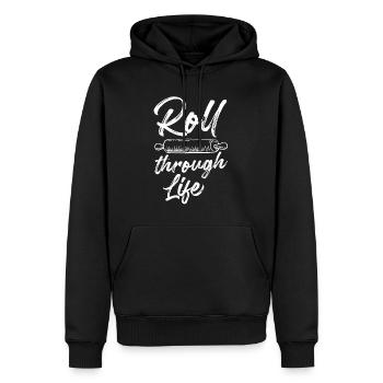 Teigroller Roll through Life Backfans Konditor - Männer Premium Bio Hoodie - Schwarz - Vorne - Nico (187cm)