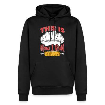 Voici comment je roule la cuisson du pain - Sweat à capuche Premium bio Homme - noir - Devant - Nico (187cm)