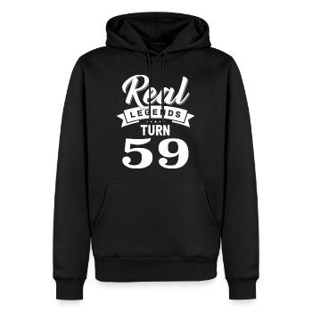 Real legends turn 59, 59 birthday - Men’s Premium Organic Hoodie - black - Front - Nico (187cm)