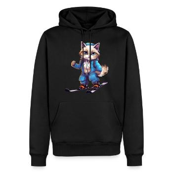 Ragdoll Katze Ski Wintersport Skifahrer - Männer Premium Bio Hoodie - Schwarz - Vorne - Nico (187cm)