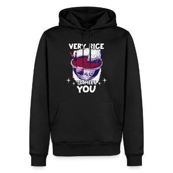 Mignon motif sushi nigiri hommes et femmes - Sweat à capuche Premium bio Homme - noir - Devant - Nico (187cm)