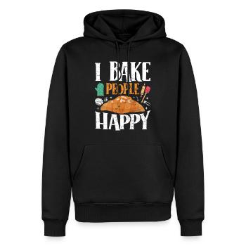 Boulangerie I Bake People Happy Croissant Confiseur - Sweat à capuche Premium bio Homme - noir - Devant - Nico (187cm)
