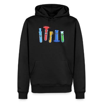Science Shirt, Physics Of Fluids Emotion Test - Men’s Premium Organic Hoodie - black - Front - Nico (187cm)