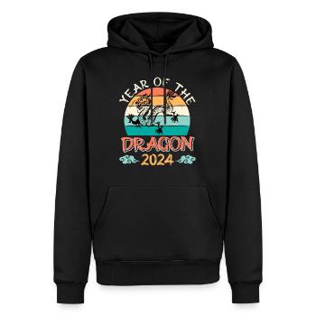 2024 Année du Dragon Nouvel An chinois - Sweat à capuche Premium bio Homme - noir - Devant - Nico (187cm)