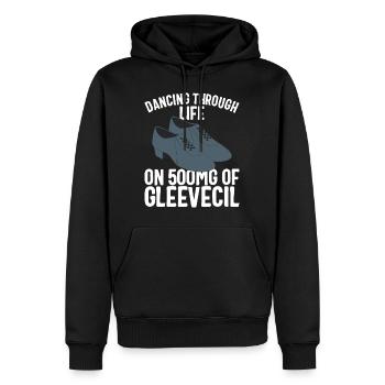 Dance Shirt, Dancing Through Life On 500mg - Men’s Premium Organic Hoodie - black - Front - Nico (187cm)
