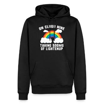 Relaxation Shirt, On Cloud Nine Taking 500mg Of - Men’s Premium Organic Hoodie - black - Front - Nico (187cm)