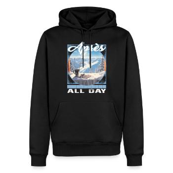 Apres All Day Ski Snowy Footprint Trail aufrecht - Männer Premium Bio Hoodie - Schwarz - Vorne - Nico (187cm)