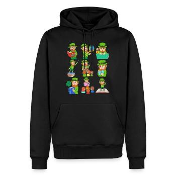 Book Shirt, Nine Leprechaun Reading Book Tales - Men’s Premium Organic Hoodie - black - Front - Nico (187cm)
