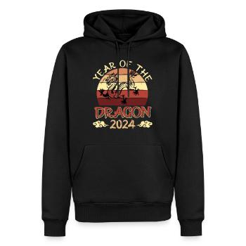 2024 Année du Dragon Nouvel An chinois - Sweat à capuche Premium bio Homme - noir - Devant - Nico (187cm)