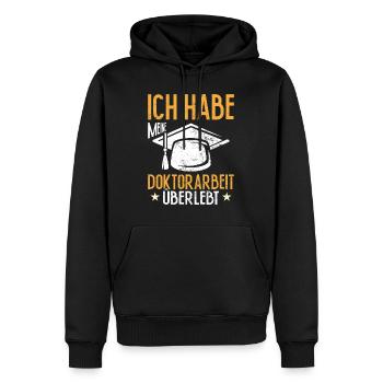 Dissertation Habe Meine Doktorarbeit Überlebt - Männer Premium Bio Hoodie - Schwarz - Vorne - Nico (187cm)