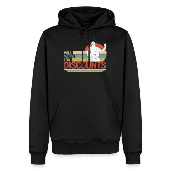 Retirement Shirt, Will Work For Discounts Tee, - Men’s Premium Organic Hoodie - black - Front - Nico (187cm)