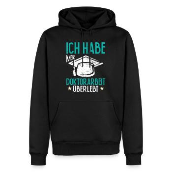 Dissertation Habe Meine Doktorarbeit Überlebt - Männer Premium Bio Hoodie - Schwarz - Vorne - Nico (187cm)