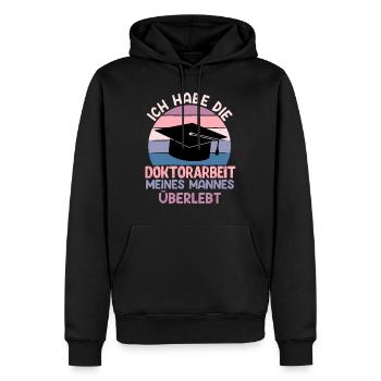 Doktor Habe Doktorarbeit meines Mannes überlebt - Männer Premium Bio Hoodie - Schwarz - Vorne - Nico (187cm)