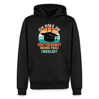 Dissertation Doktorarbeit meiner Frau Überstanden - Männer Premium Bio Hoodie - Schwarz - Vorne - Nico (187cm)