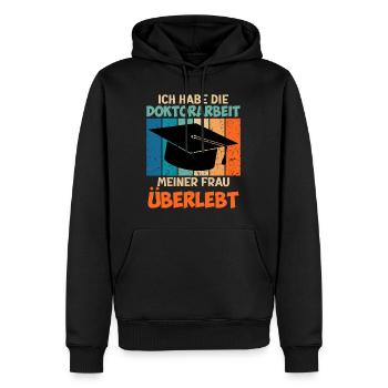 Dissertation Doktorarbeit meiner Frau Überstanden - Männer Premium Bio Hoodie - Schwarz - Vorne - Nico (187cm)