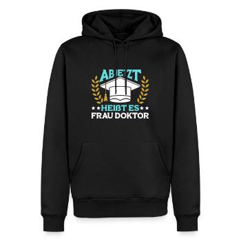 Dissertation Ab Jetzt heißt es Frau Doktor - Männer Premium Bio Hoodie - Schwarz - Vorne - Nico (187cm)