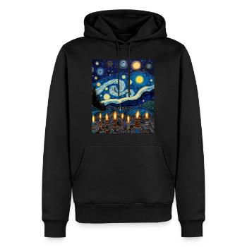 Hanukkah Nuit Étoilée Chemise Festival Des Lumières - Sweat à capuche Premium bio Homme - noir - Devant - Nico (187cm)