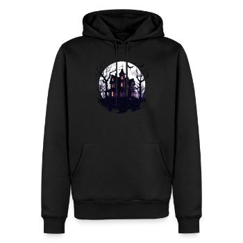 Halloween Maison hantée Maison hantée horreur Halloween - Sweat à capuche Premium bio Homme - noir - Devant - Nico (187cm)