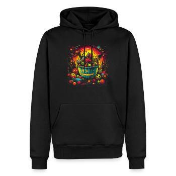 Halloween citrouille motif bol de bonbons comme - Sweat à capuche Premium bio Homme - noir - Devant - Nico (187cm)