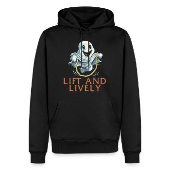 Gym Shirt, Lift And Lively Ghost Beads Jump Ropes - Men’s Premium Organic Hoodie - black - Front - Nico (187cm)