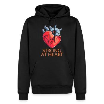 CHD Awareness Shirt, Starkes Pumpeisen im Herzen - Männer Premium Bio Hoodie - Schwarz - Vorne - Nico (187cm)