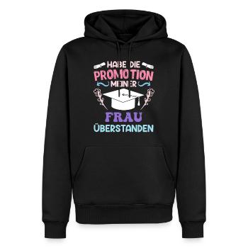 Dissertation Doktorarbeit meiner Frau Überstanden - Männer Premium Bio Hoodie - Schwarz - Vorne - Nico (187cm)