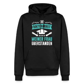 Dissertation Doktorarbeit meiner Frau Überstanden - Männer Premium Bio Hoodie - Schwarz - Vorne - Nico (187cm)