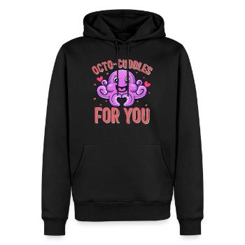 Valentines Day Shirt, Octo Cuddles For You Tee, - Men’s Premium Organic Hoodie - black - Front - Nico (187cm)