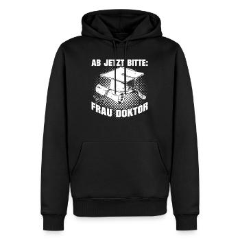 Doktorabschluss Jetzt Bitte: Frau Doktor - Männer Premium Bio Hoodie - Schwarz - Vorne - Nico (187cm)