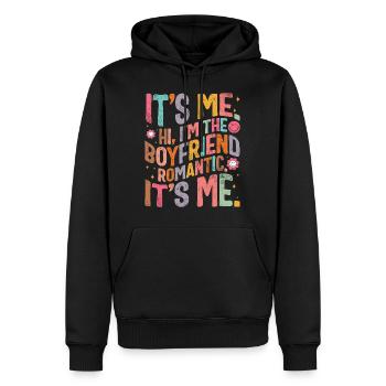 Chemise De Couple, Salut, Je Suis Le Petit Ami Romantique C’est - Sweat à capuche Premium bio Homme - noir - Devant - Nico (187cm)