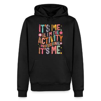Activité Chemise Professionnelle, Salut, Je Suis L’Activité - Sweat à capuche Premium bio Homme - noir - Devant - Nico (187cm)
