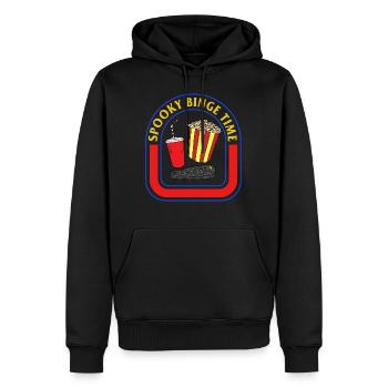 Halloween Shirt, Spooky Binge Time Halloween - Men’s Premium Organic Hoodie - black - Front - Nico (187cm)