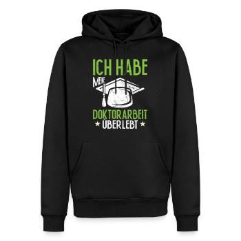 Dissertation Habe Meine Doktorarbeit Überlebt - Männer Premium Bio Hoodie - Schwarz - Vorne - Nico (187cm)
