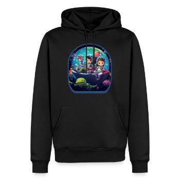 Anime Space Aliens Niedliche Boba Tee Spiele - Männer Premium Bio Hoodie - Schwarz - Vorne - Nico (187cm)