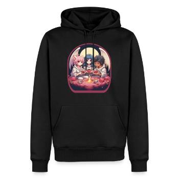 Anime Anges et Démons Mignon Boba Thé Jeux - Sweat à capuche Premium bio Homme - noir - Devant - Nico (187cm)