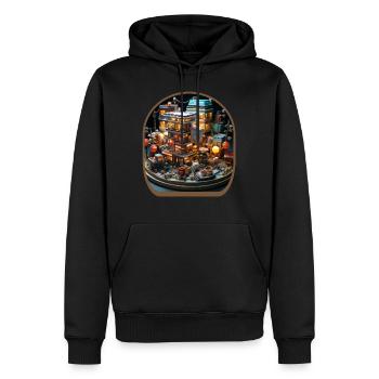 Miniature Anime Villes Mignon Boba Thé Jeux - Sweat à capuche Premium bio Homme - noir - Devant - Nico (187cm)