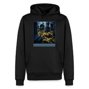 Roses jaunes et pierres tombales Vintage gothique - Sweat à capuche Premium bio Homme - noir - Devant - Nico (187cm)