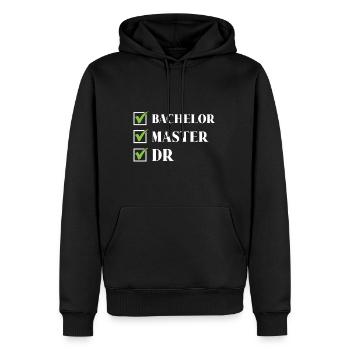 Baccalauréat Maître Dr. Doctorat Réussi - Sweat à capuche Premium bio Homme - noir - Devant - Nico (187cm)