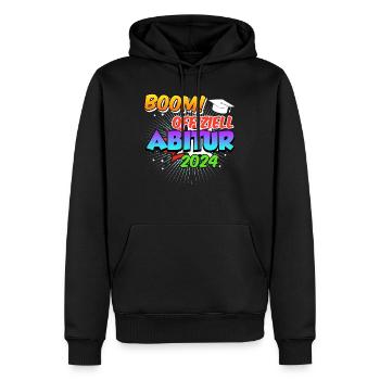 Abitur 2024 Offiziell BOOM! Abiturienten Abschluss - Männer Premium Bio Hoodie - Schwarz - Vorne - Nico (187cm)