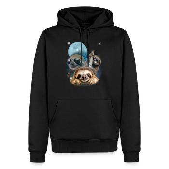 Weltraum Faultiere - Müde, Teenager, Faultier - Männer Premium Bio Hoodie - Schwarz - Vorne - Nico (187cm)