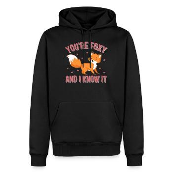 Chemise de la Saint-Valentin, vous êtes Foxy et je le sais - Sweat à capuche Premium bio Homme - noir - Devant - Nico (187cm)