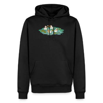 Halloween Shirt, Devil Ducks Halloween In A Pond - Men’s Premium Organic Hoodie - black - Front - Nico (187cm)