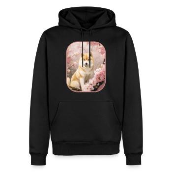 Cherry Blossom Shiba Inu Un Moment Serein T-shirt - Sweat à capuche Premium bio Homme - noir - Devant - Nico (187cm)
