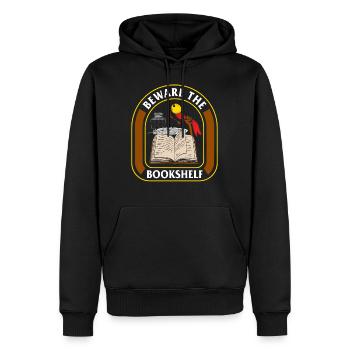 Halloween-Shirt, Vorsicht vor dem Bücherregal Halloween - Männer Premium Bio Hoodie - Schwarz - Vorne - Nico (187cm)