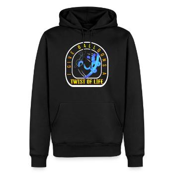 Ballon-Modellier-Shirt, ich gebe Luftballons einen Twist - Männer Premium Bio Hoodie - Schwarz - Vorne - Nico (187cm)