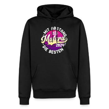 MATURA 2024 Mit Abstand die Besten Maturantin - Männer Premium Bio Hoodie - Schwarz - Vorne - Nico (187cm)