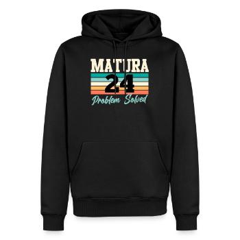 Matura 2024 PROBLEM SOLVED Schulabschluss - Männer Premium Bio Hoodie - Schwarz - Vorne - Nico (187cm)