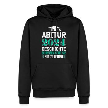 Abitur 2024 Abi Geschichte Schreiben Statt Lernen - Männer Premium Bio Hoodie - Schwarz - Vorne - Nico (187cm)