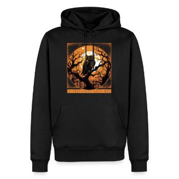 Owl and Full Moon Halloween Tee - Men’s Premium Organic Hoodie - black - Front - Nico (187cm)