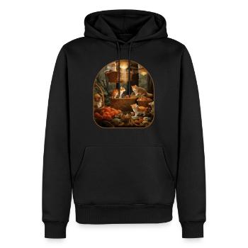 Pilzernte Katzen sammeln Pilze in einem - Männer Premium Bio Hoodie - Schwarz - Vorne - Nico (187cm)